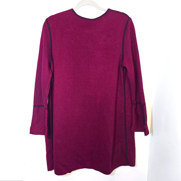 Chico’s Burgundy Purple Reversible Open Cardigan Jacket Cotton Size 2 Large - Picture 5 of 8